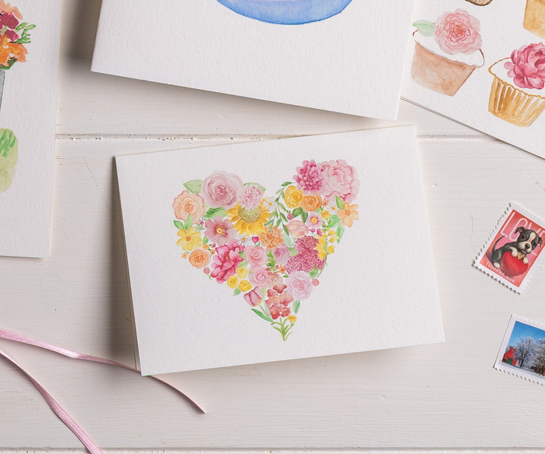 Heart Bouquet Floral Note Cards