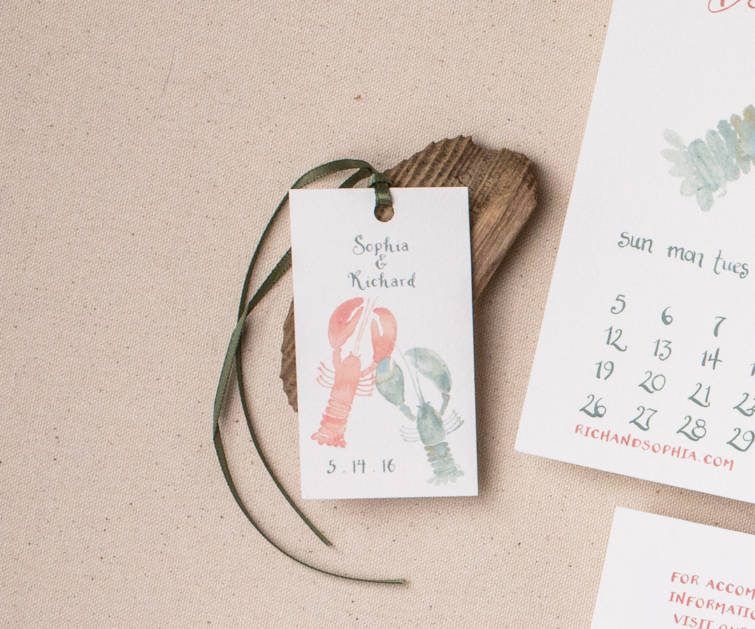 Pair of Lobsters favor tags