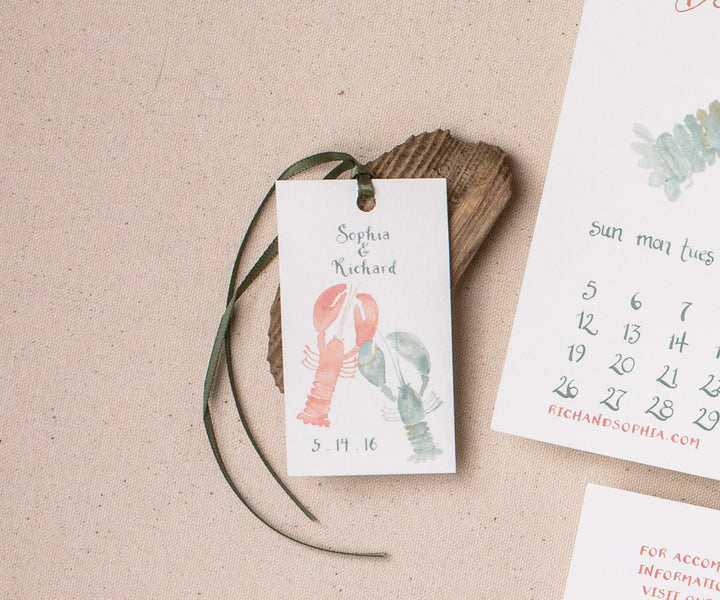 Pair of Lobsters favor tags