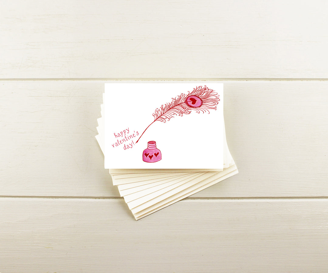 Pen and Ink Valentine Note Cards