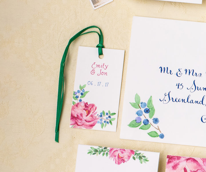Peony & Blueberries Favor Tags