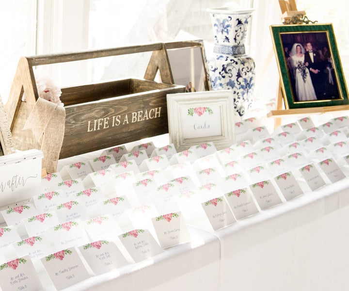 Peony & Greens place card display