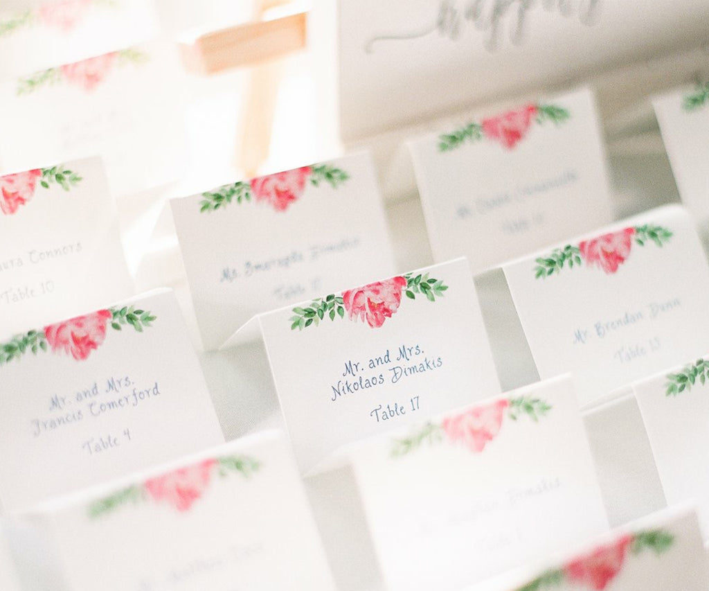 Peony and Greens place card