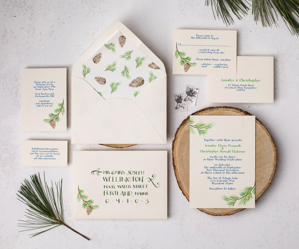 Pine Bough Wedding invitation