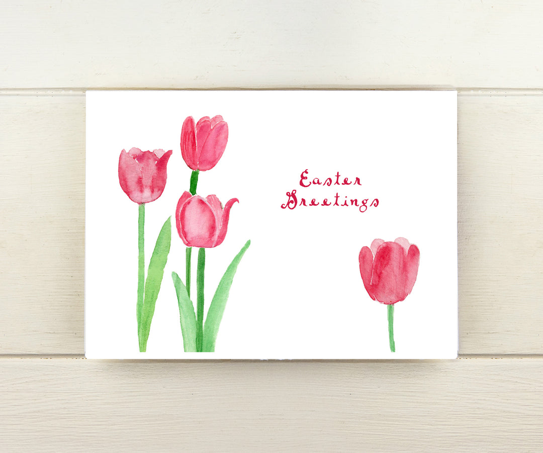 Pink Tulips Easter Card