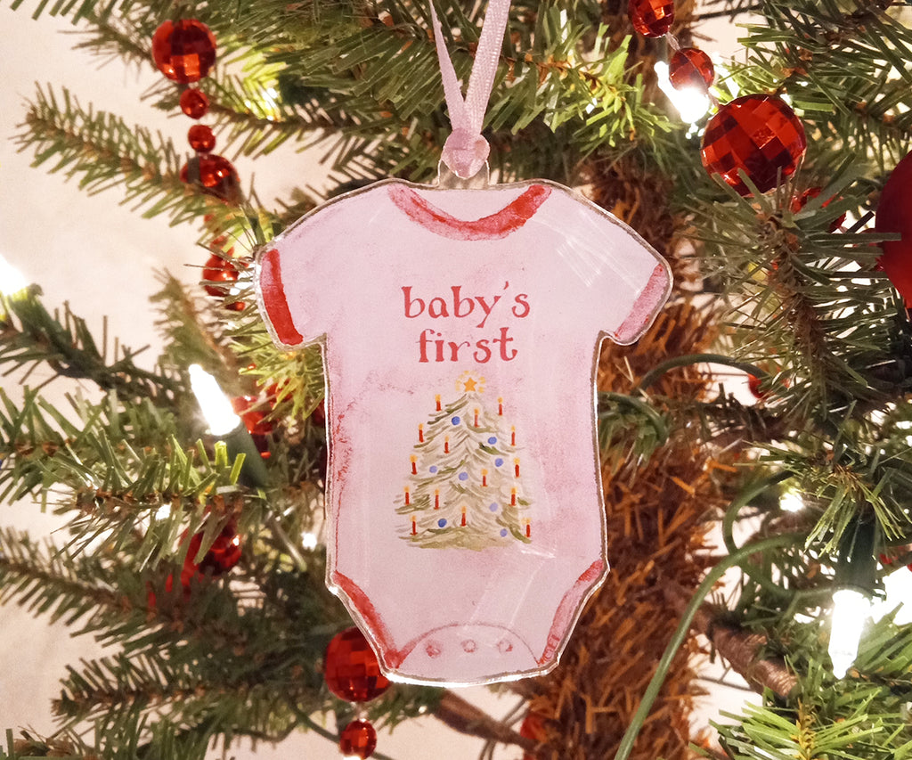 pink baby's first christmas