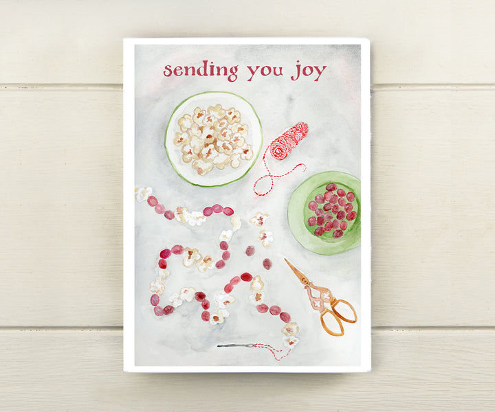 Popcorn and Cranberries Christmas Card