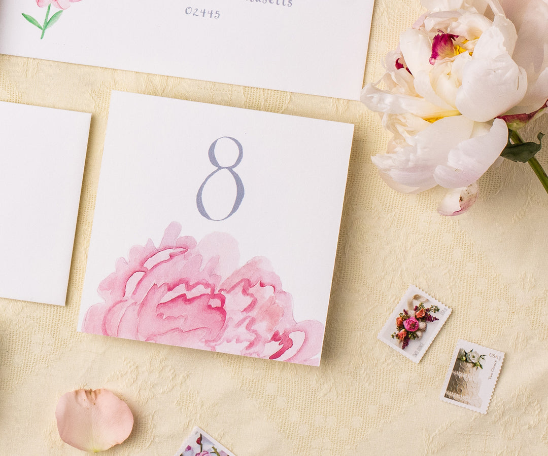 Pretty Peony Table Number