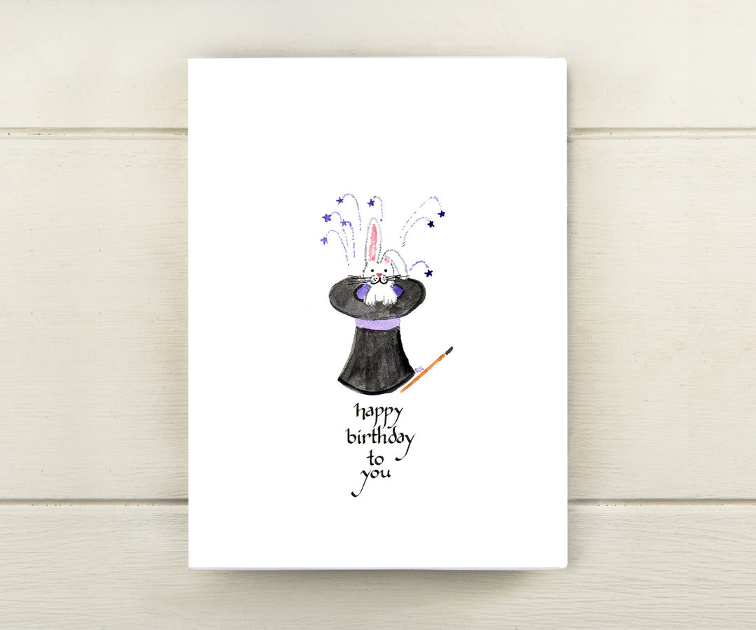 Rabbit in Hat Birthday Card