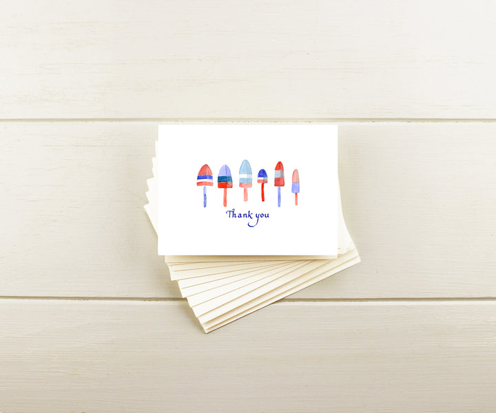 Red & Blue Buoys Thank You Note Cards