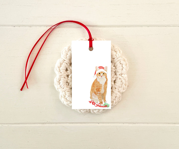 Ribbon kitty holiday gift tags