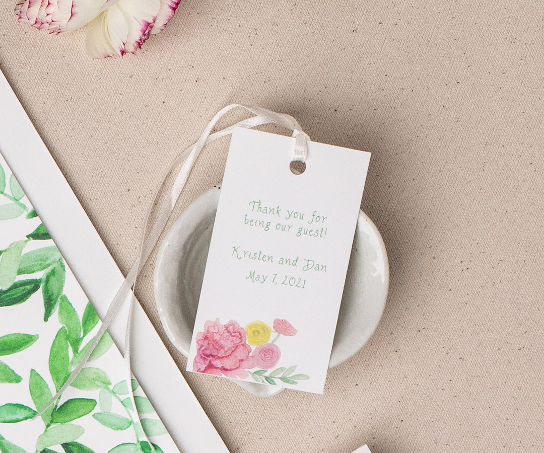 Floral River View Favor Tags