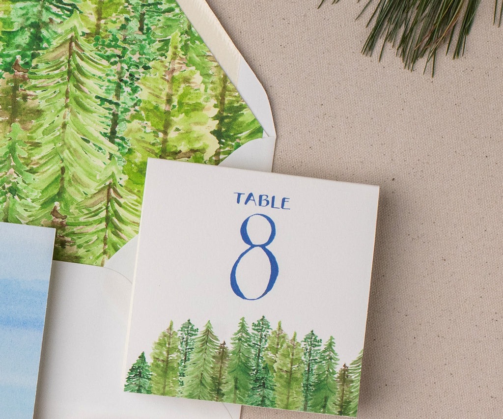 pine tree wedding table number