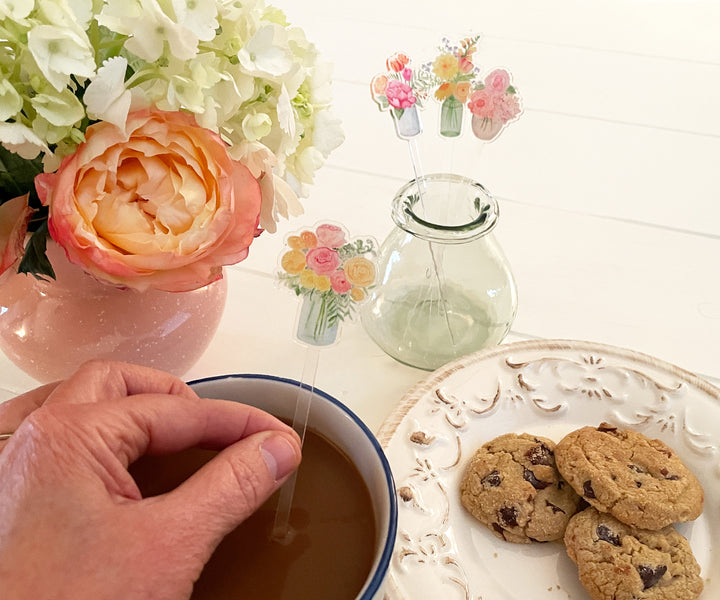 Rose Bouquet Acrylic Stir Sticks