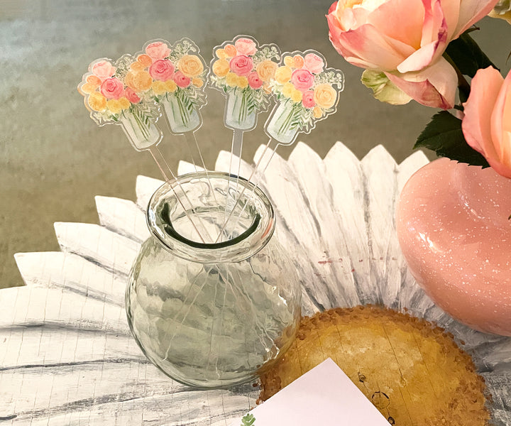 Rose Bouquet Acrylic Stir Sticks