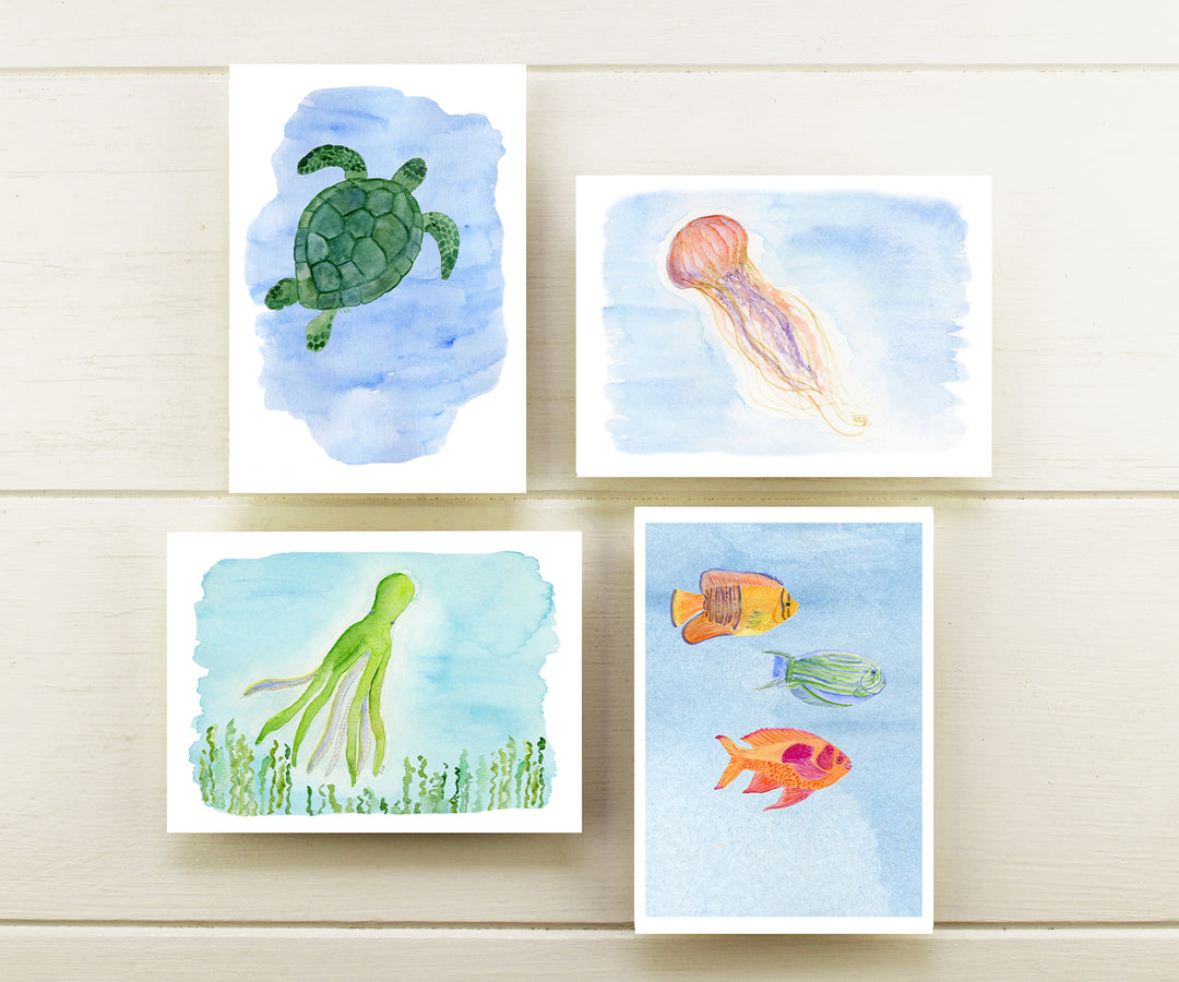 Sea Life Note Sea Life Note Cards – El's Cards