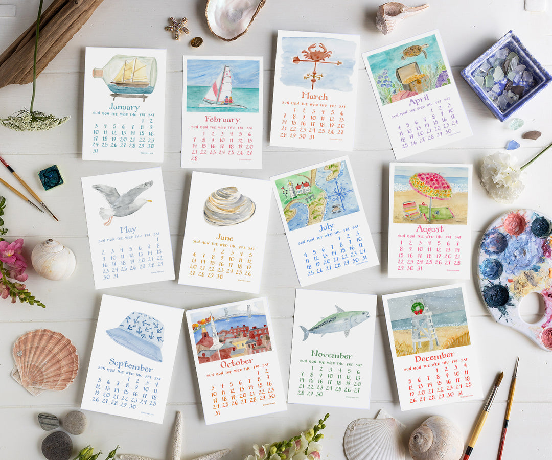 Watercolor Sea desk calendar 2027