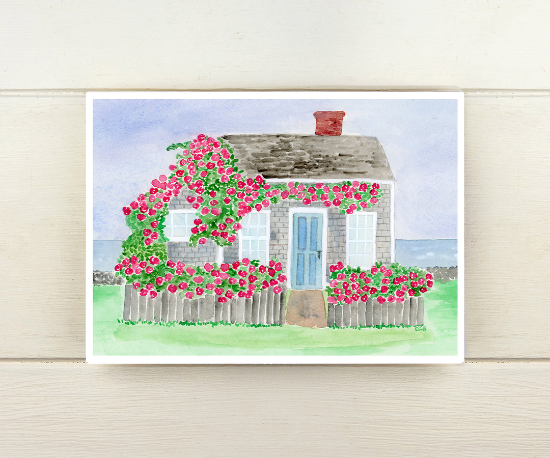 Seaside Rose Cottage Card