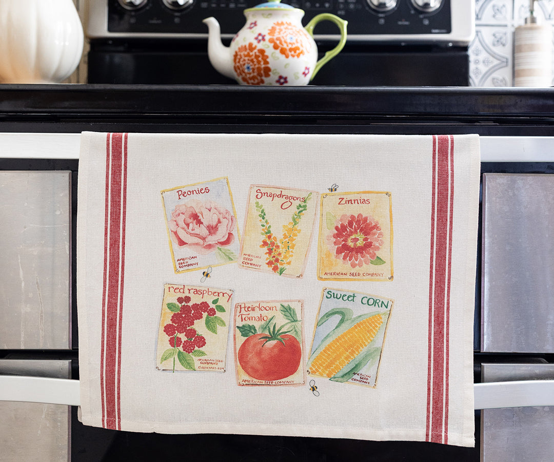 Seed Packets Vintage Tea Towel