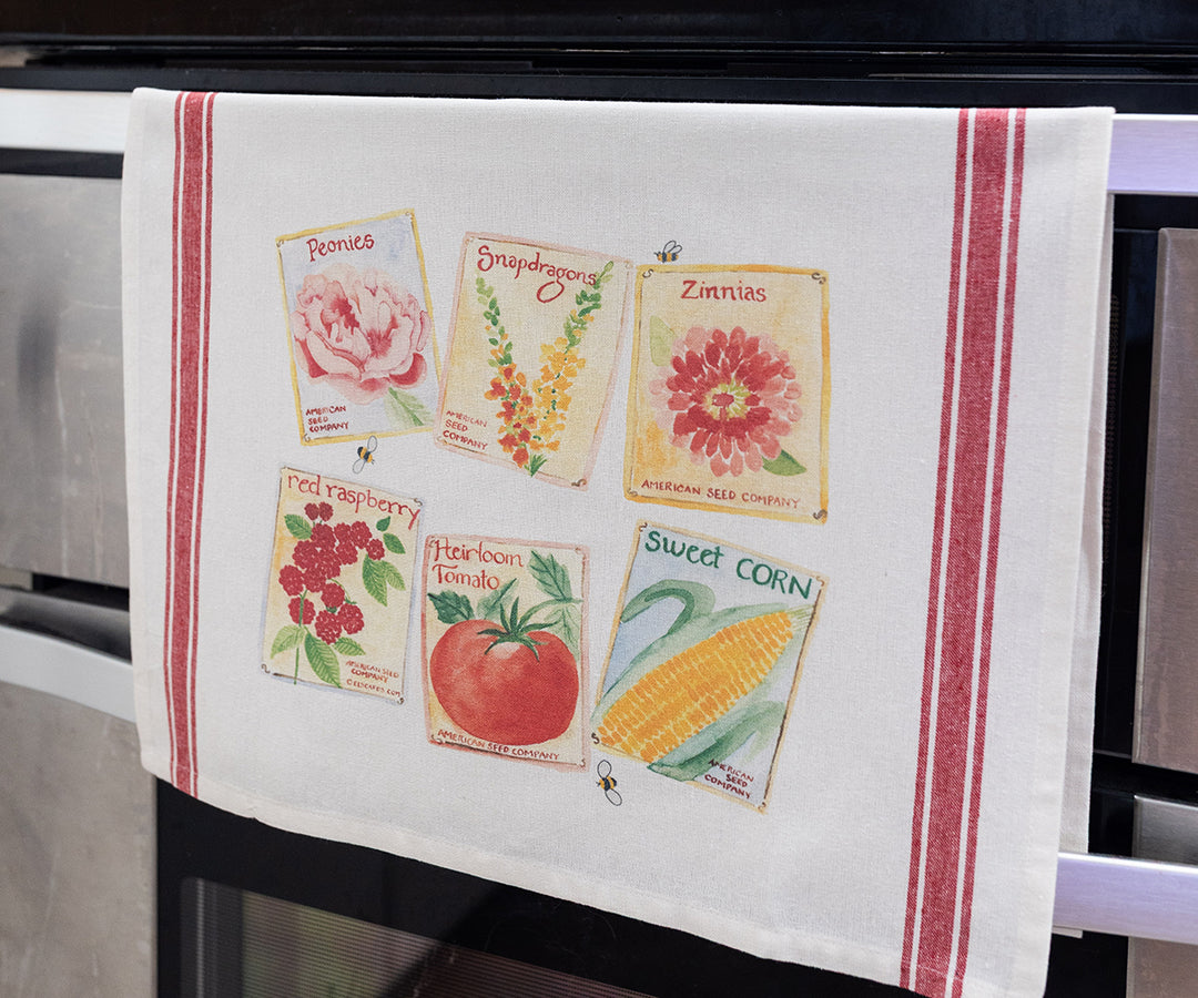 Seed Packets Vintage Tea Towel