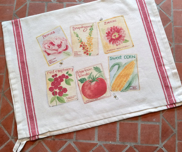 Seed Packets Vintage Tea Towel