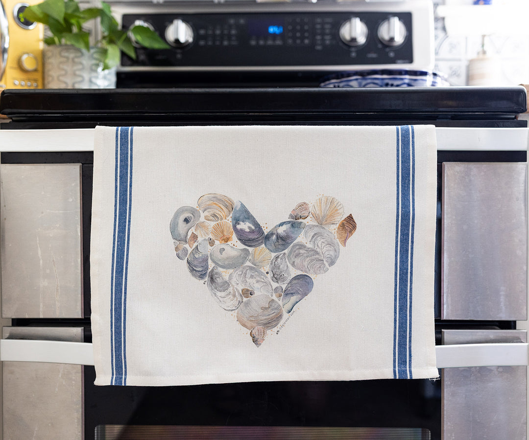 Shell Heart Vintage Tea Towel