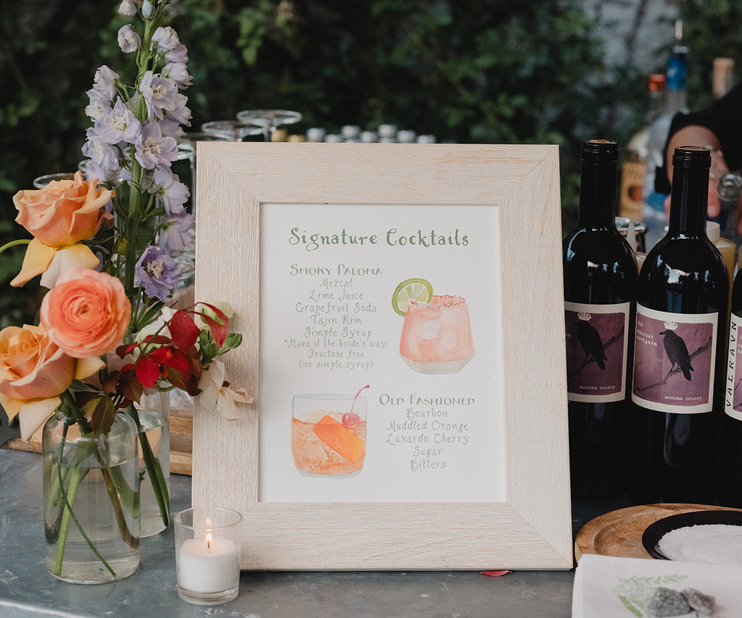 Watercolor signature drinks sign