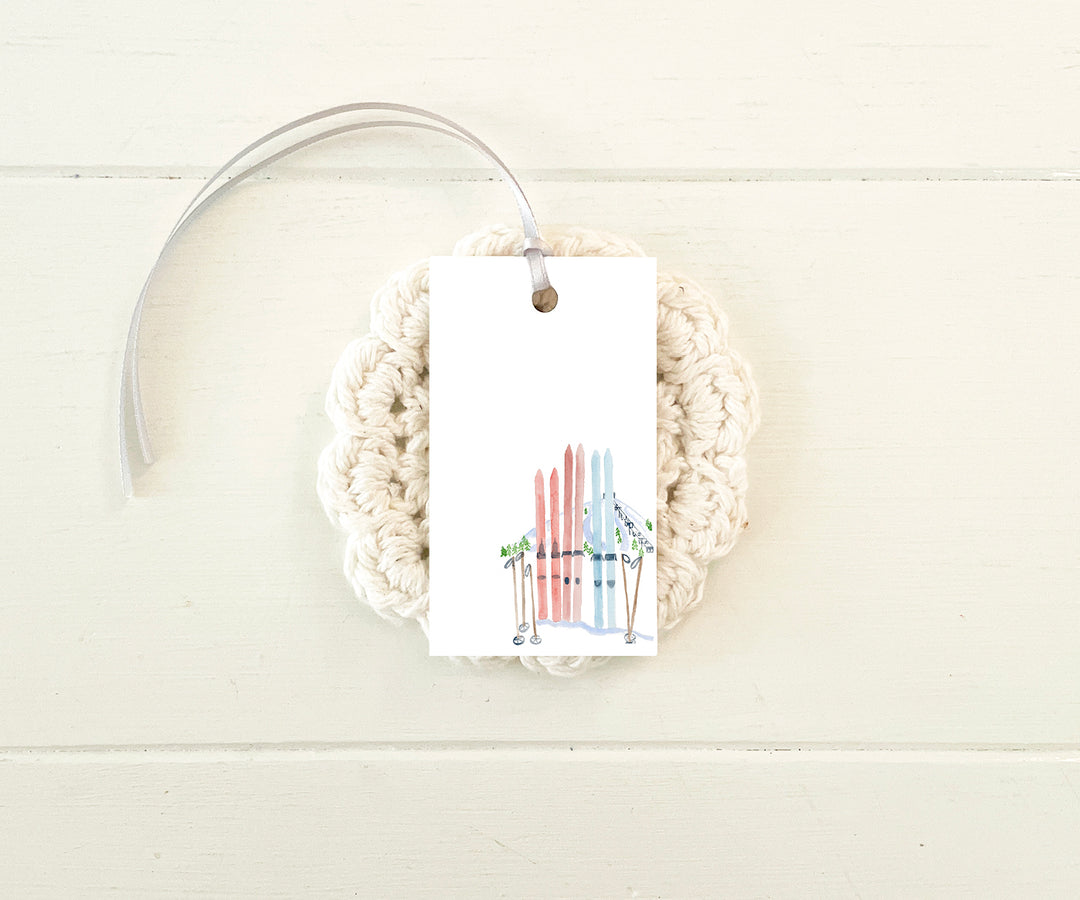 Skis Holiday Gift Tags