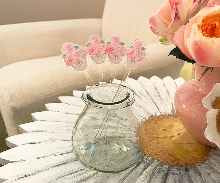 Soft Pink Bouquet Acrylic Stir Sticks
