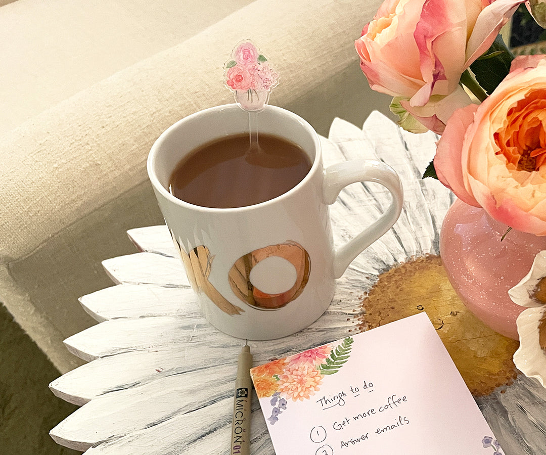 Soft Pink Bouquet Acrylic Stir Sticks