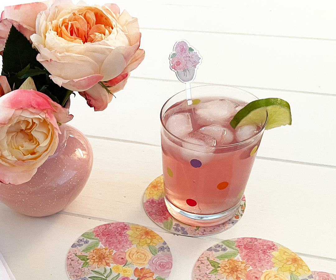 Soft Pink Bouquet Acrylic Stir Sticks