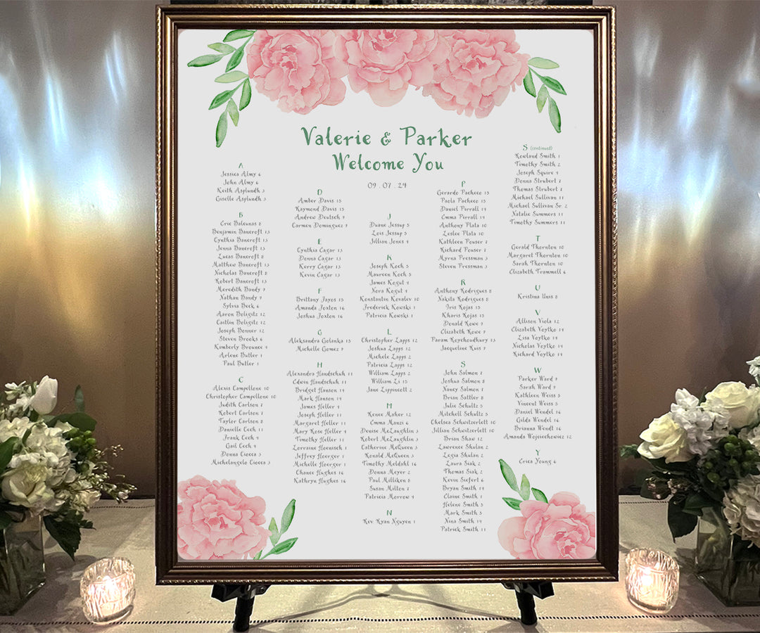 Peony with Greens Seating Chart