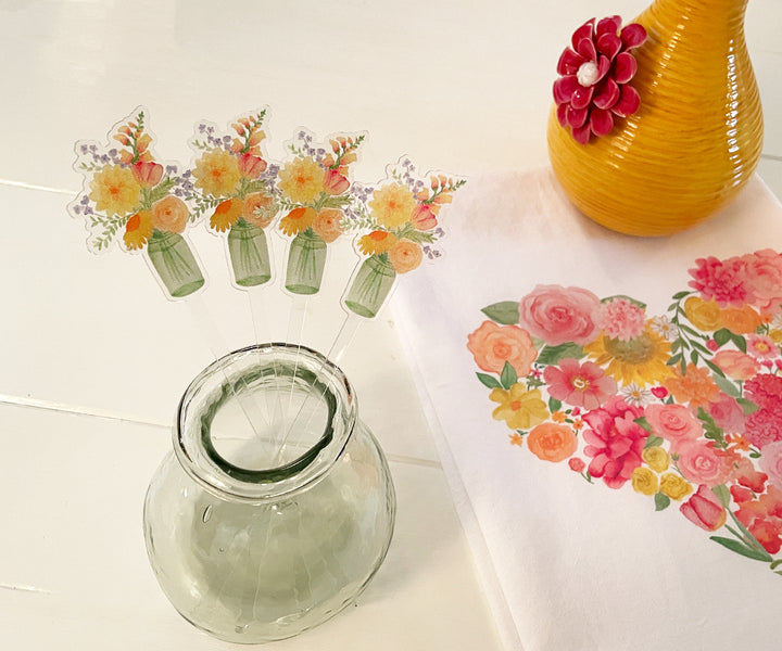 Spring Bouquet Acrylic Stir Sticks