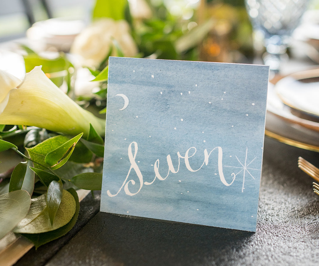 Starry night table number Two Adventurous Souls Photography