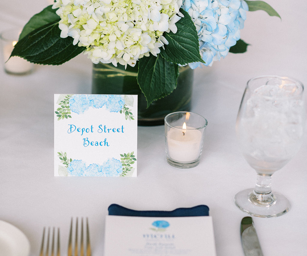 Hydrangea with Greens Table Number