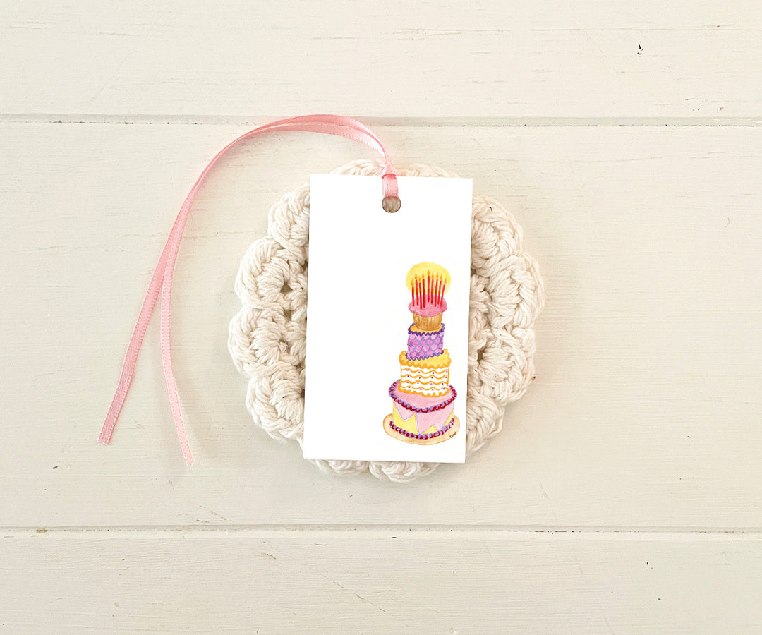 Birthday Tall Cake Gift Tags