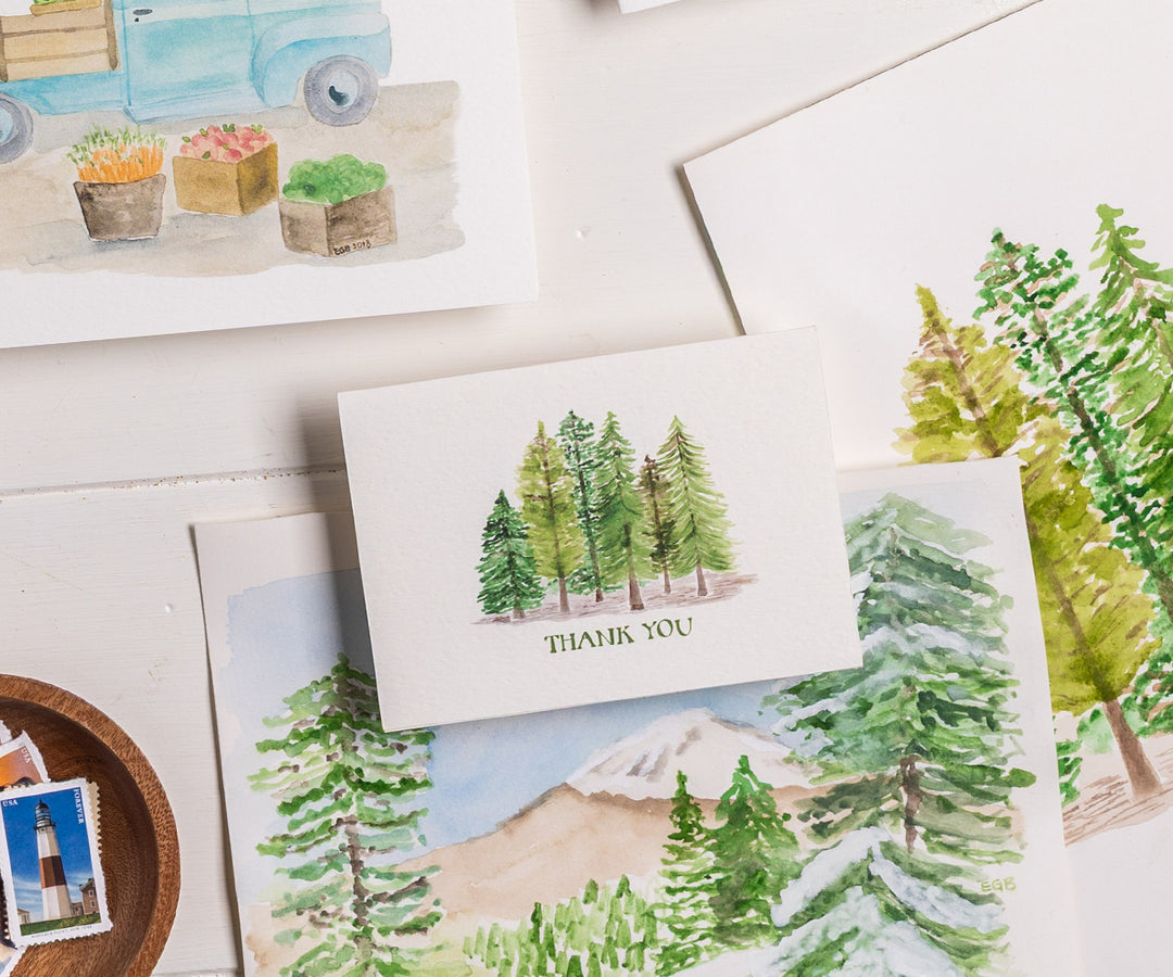 Evergreens Thank You Note Cards