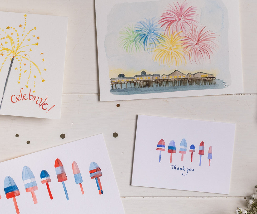 Red & Blue Buoys Thank You Note Cards