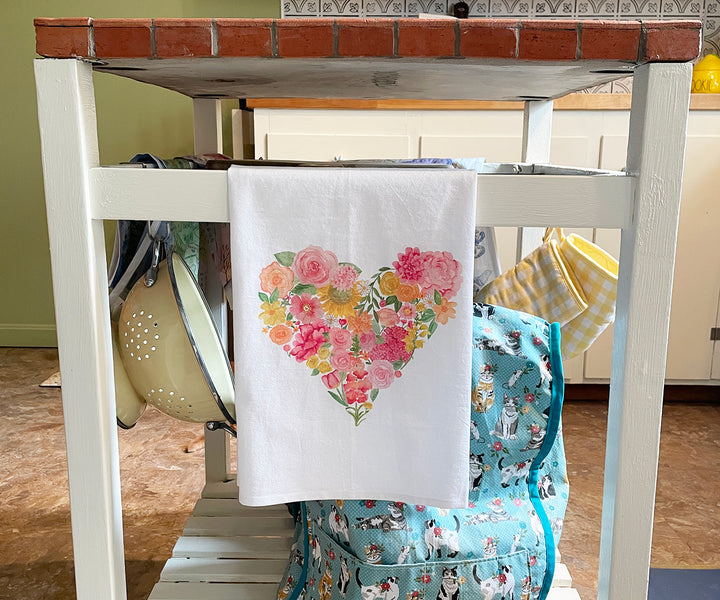 Heart Bouquet Tea Towel