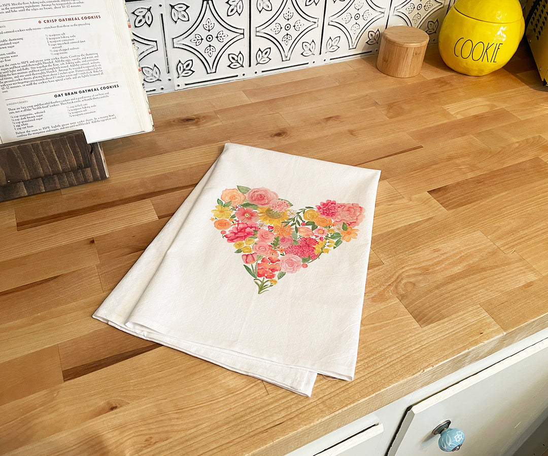 Heart Bouquet Tea Towel