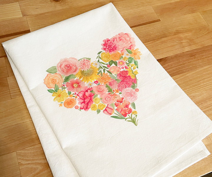 Heart Bouquet Tea Towel