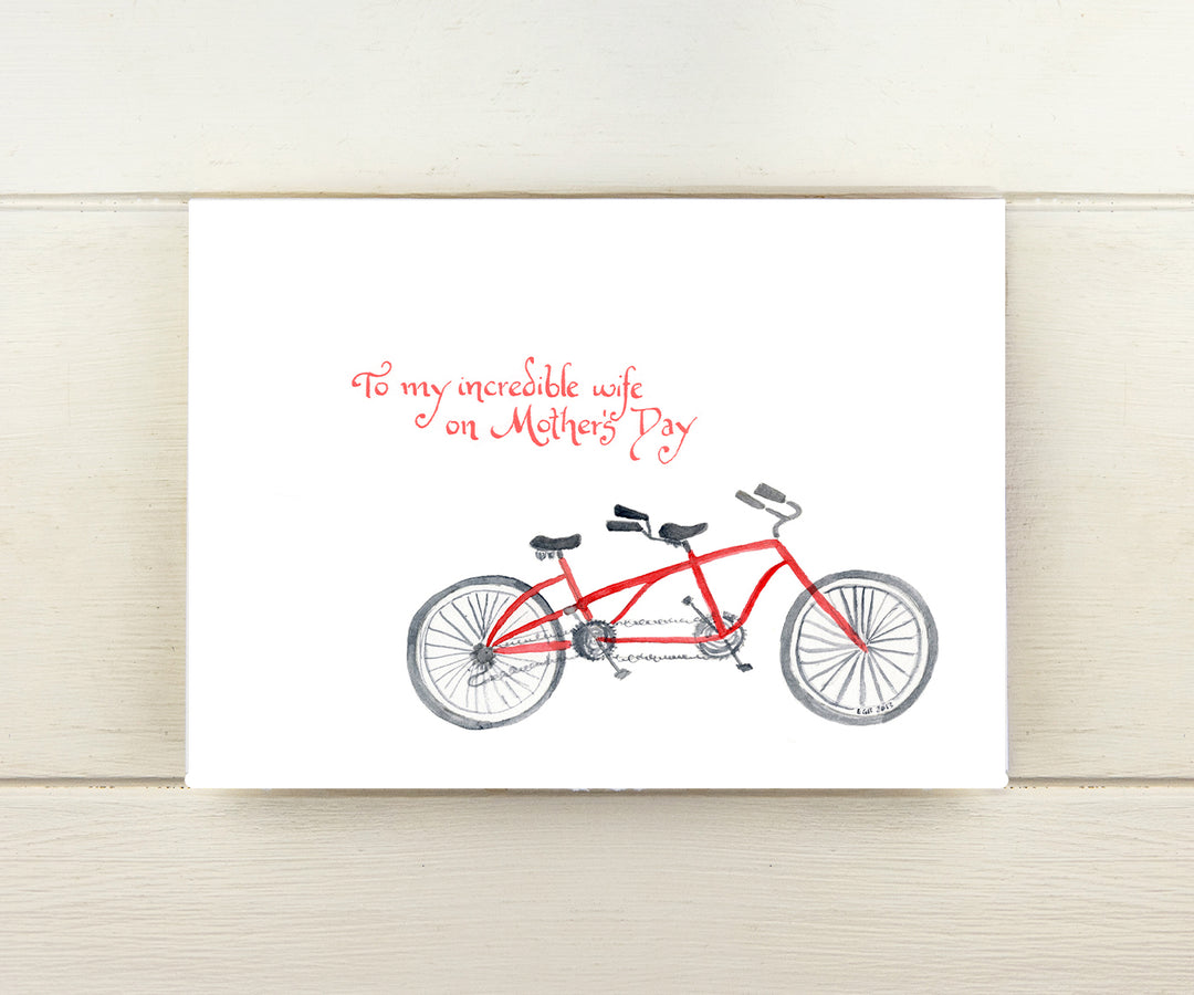 teamplayer fahrradtasche To my Wife Bike for 2 Mother's Day Watercolor Customizable Paper Card – El's Cards