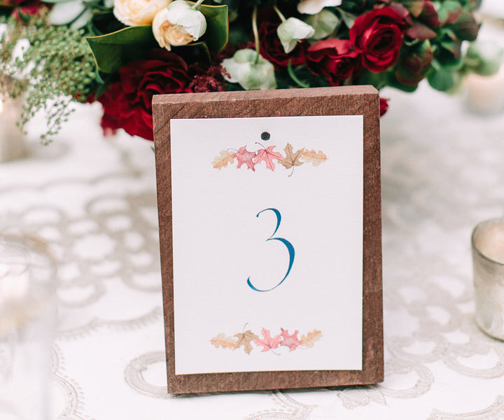 Autumn Trees Table number by Emily Delameter