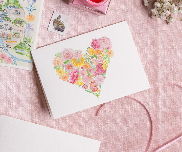 Heart Bouquet Floral Note Cards