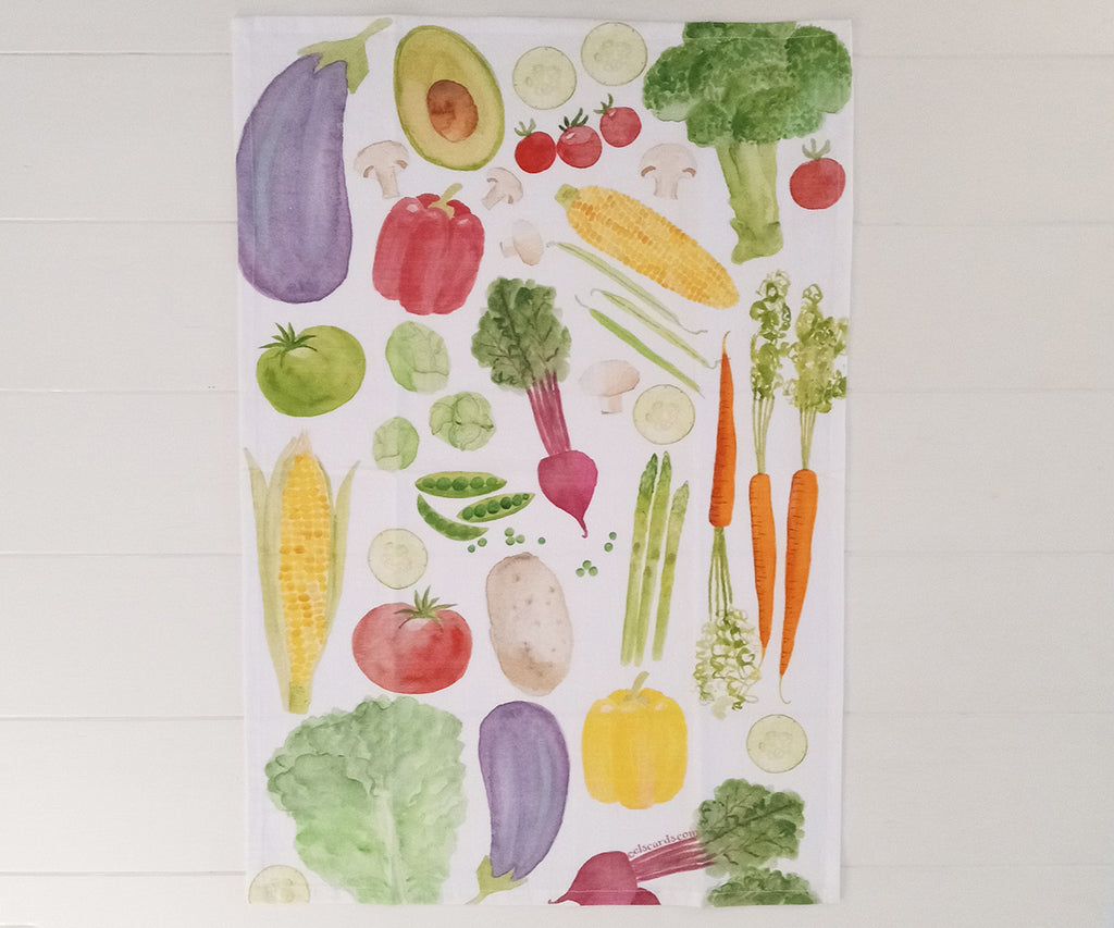 garden veggie tea towel