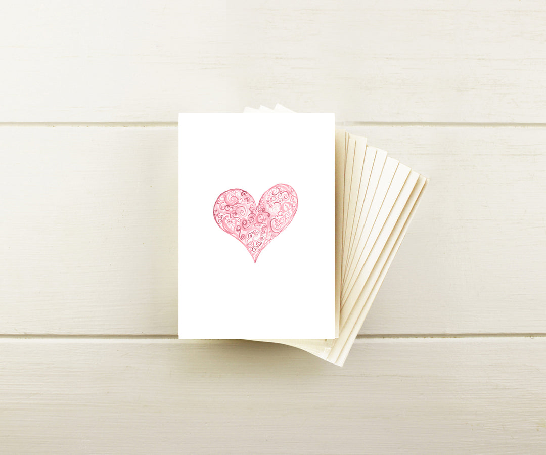 Vintage Heart Valentine Note Cards