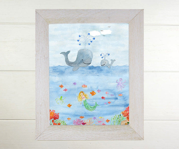 Whales and Mermaid Print
