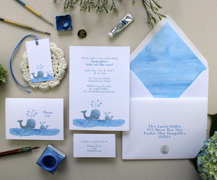 Blue Whale Thank You Note Cards