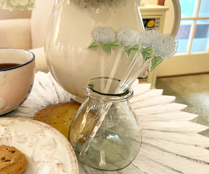 White Hydrangea Acrylic Stir Sticks