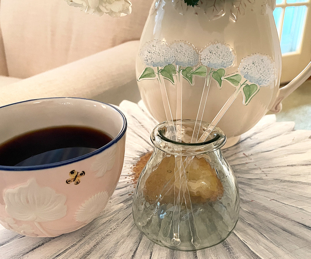 White Hydrangea Acrylic Stir Sticks